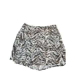 Zara Zebra Print Mini Skirt XS Black Ivory Lined A-Line Animal Print